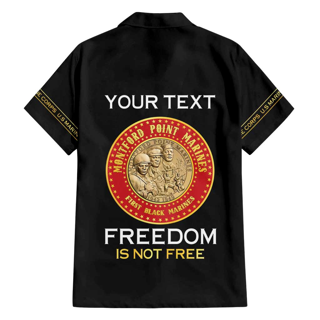 Personalized Proud to Honor Montford Point Marines Family Matching Off Shoulder Short Dress and Hawaiian Shirt Freedom Is Not Free - Black - Wonder Print Shop