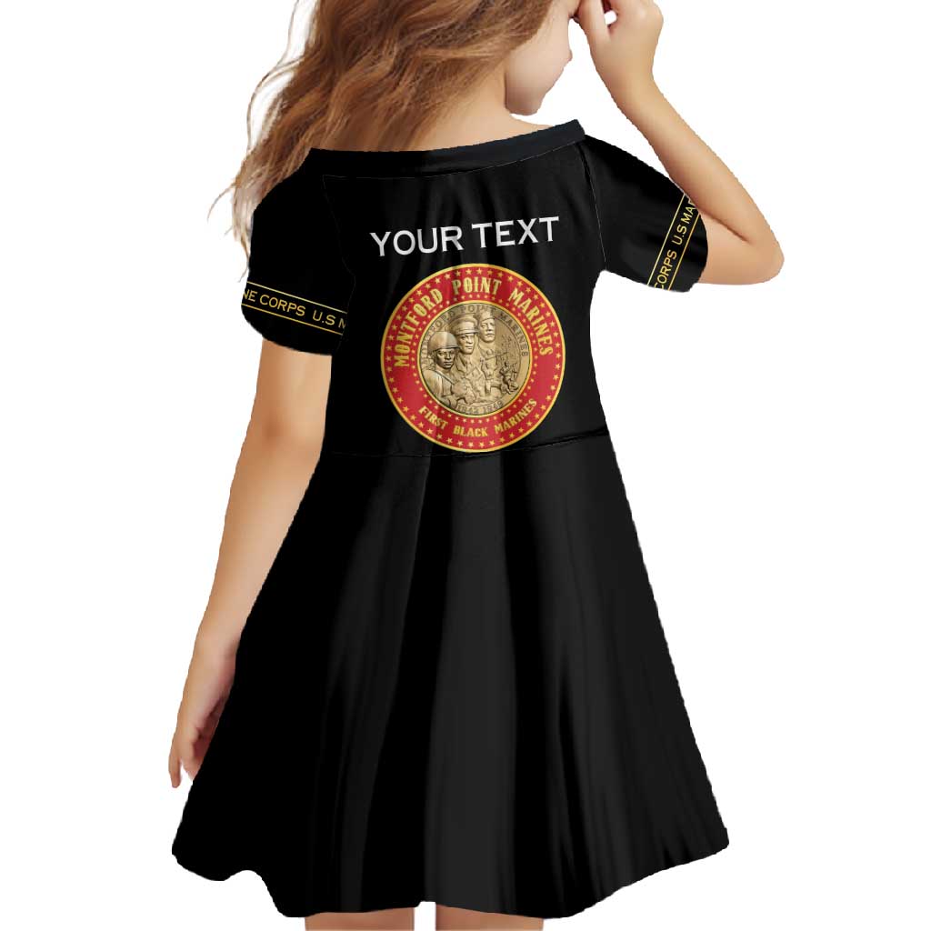 Personalized Proud to Honor Montford Point Marines Family Matching Short Sleeve Bodycon Dress and Hawaiian Shirt Freedom Is Not Free - Black - Wonder Print Shop