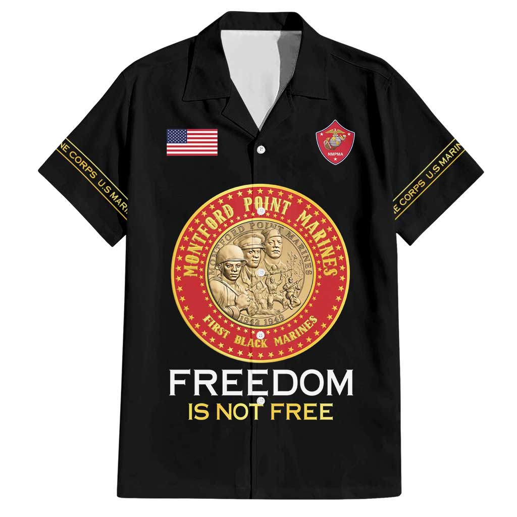 Personalized Proud to Honor Montford Point Marines Family Matching Short Sleeve Bodycon Dress and Hawaiian Shirt Freedom Is Not Free - Black - Wonder Print Shop
