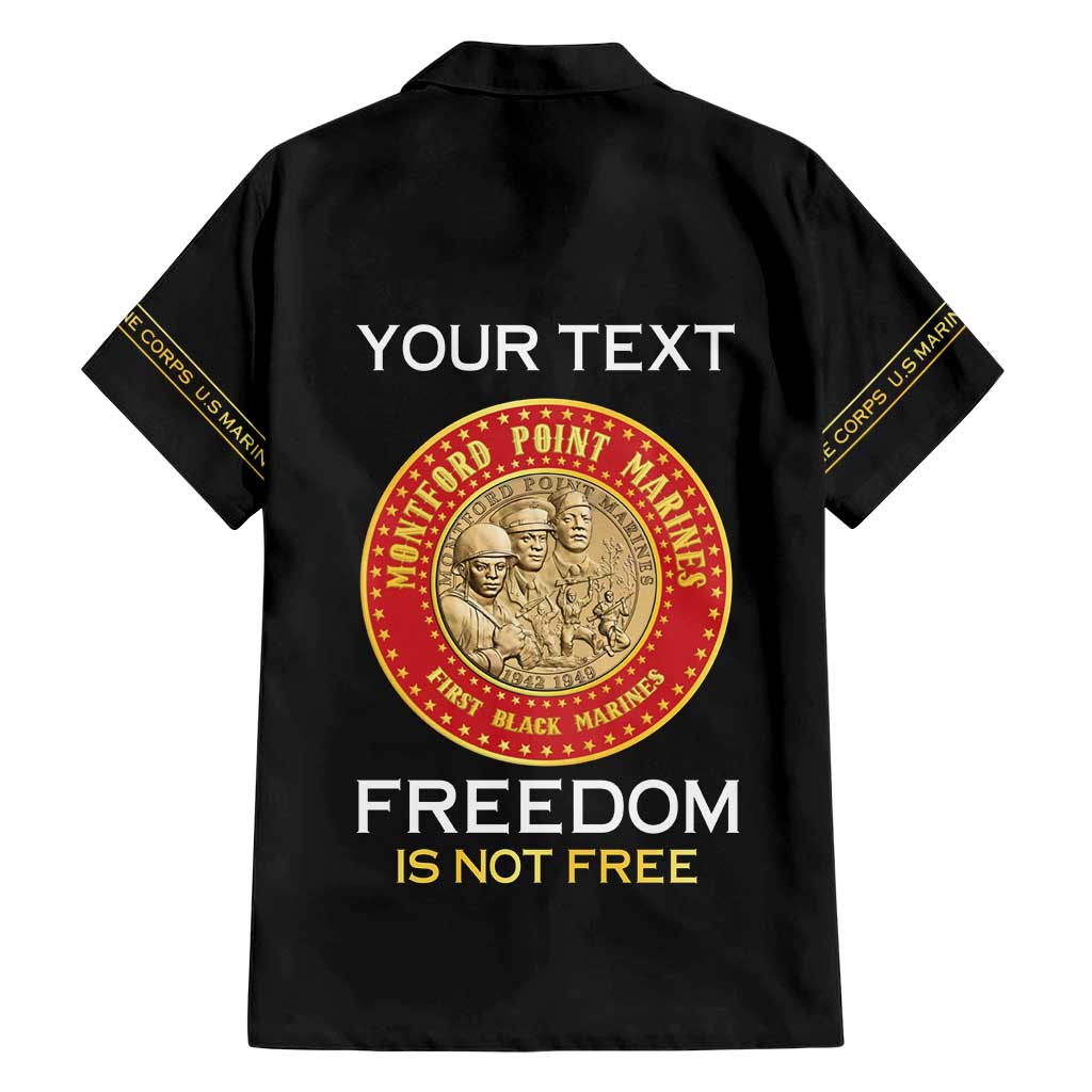 Personalized Proud to Honor Montford Point Marines Family Matching Short Sleeve Bodycon Dress and Hawaiian Shirt Freedom Is Not Free - Black - Wonder Print Shop