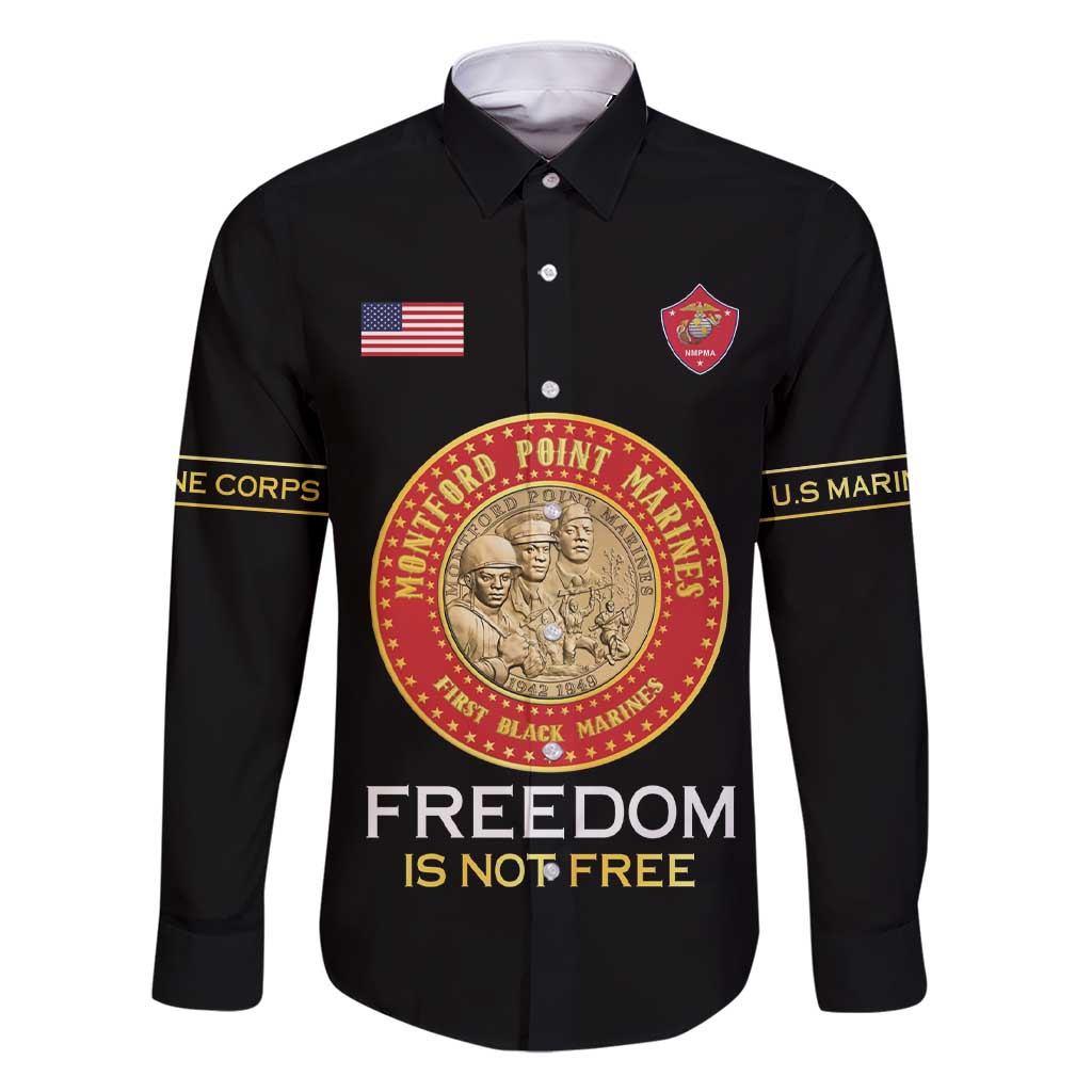 Personalized Proud to Honor Montford Point Marines Family Matching Short Sleeve Bodycon Dress and Hawaiian Shirt Freedom Is Not Free - Black - Wonder Print Shop