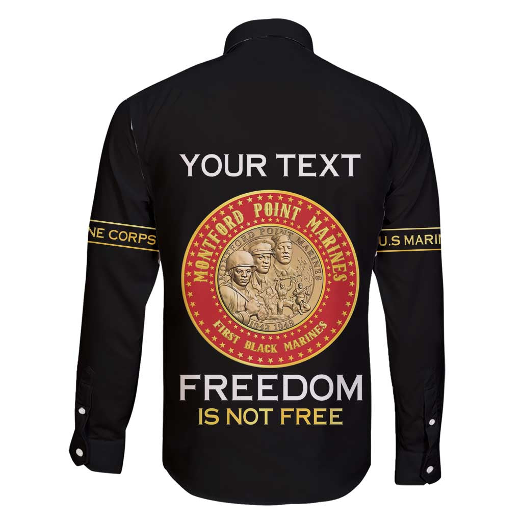 Personalized Proud to Honor Montford Point Marines Family Matching Short Sleeve Bodycon Dress and Hawaiian Shirt Freedom Is Not Free - Black - Wonder Print Shop