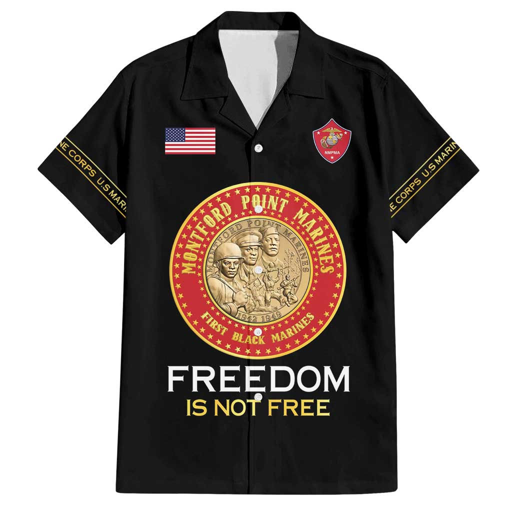 Personalized Proud to Honor Montford Point Marines Family Matching Summer Maxi Dress and Hawaiian Shirt Freedom Is Not Free - Black - Wonder Print Shop