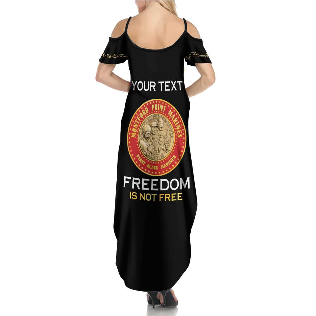 Personalized Proud to Honor Montford Point Marines Family Matching Summer Maxi Dress and Hawaiian Shirt Freedom Is Not Free - Black - Wonder Print Shop