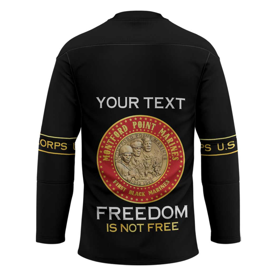 Personalized Proud to Honor Montford Point Marines Hockey Jersey Freedom Is Not Free - Black - Wonder Print Shop