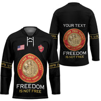 Personalized Proud to Honor Montford Point Marines Hockey Jersey Freedom Is Not Free - Black - Wonder Print Shop
