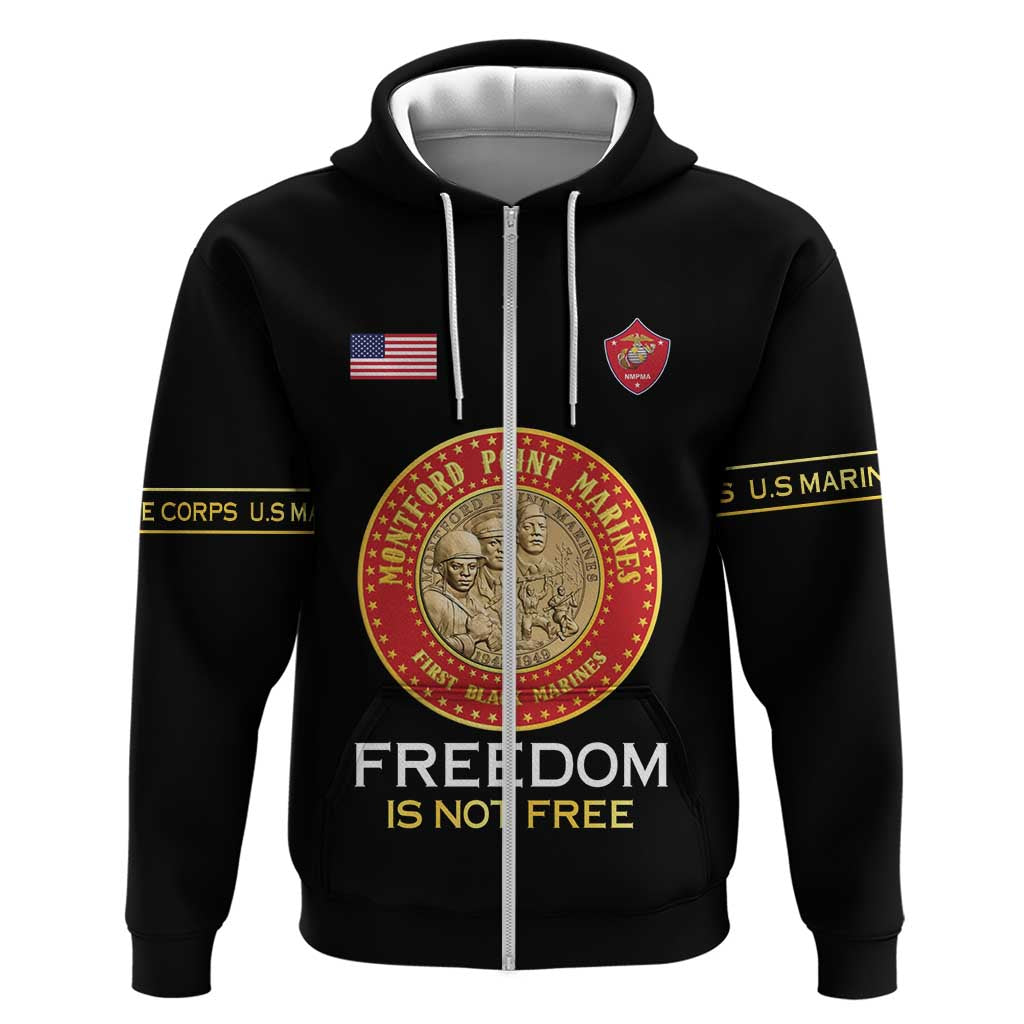 Personalized Proud to Honor Montford Point Marines Hoodie Freedom Is Not Free - Black - Wonder Print Shop
