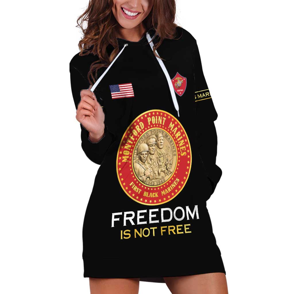 Personalized Proud to Honor Montford Point Marines Hoodie Dress Freedom Is Not Free - Black - Wonder Print Shop