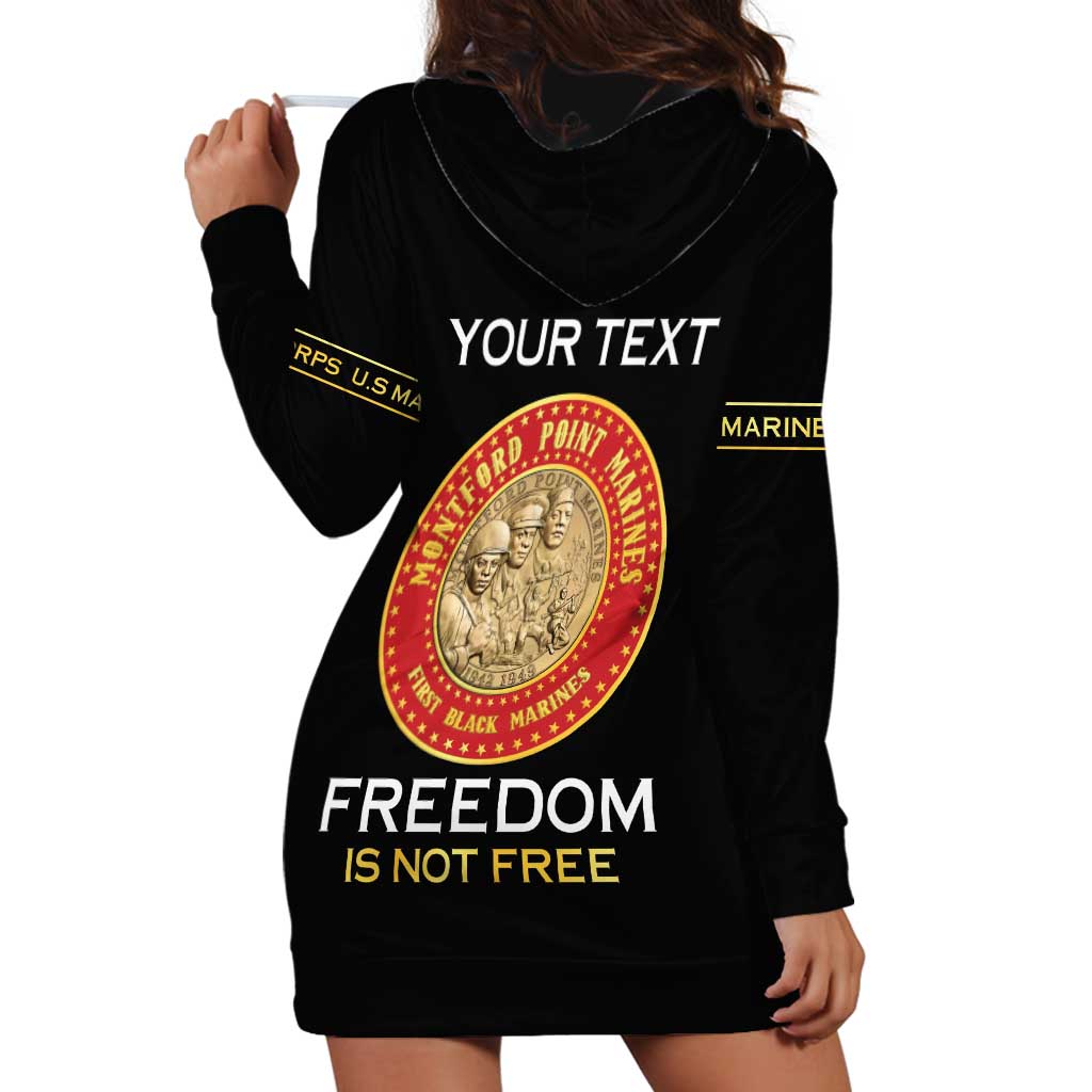 Personalized Proud to Honor Montford Point Marines Hoodie Dress Freedom Is Not Free - Black - Wonder Print Shop