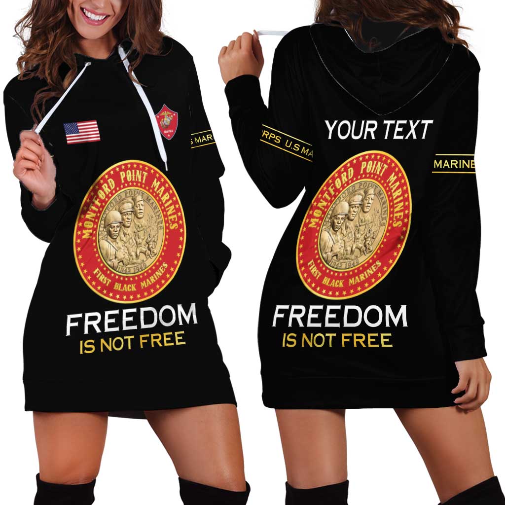 Personalized Proud to Honor Montford Point Marines Hoodie Dress Freedom Is Not Free - Black - Wonder Print Shop