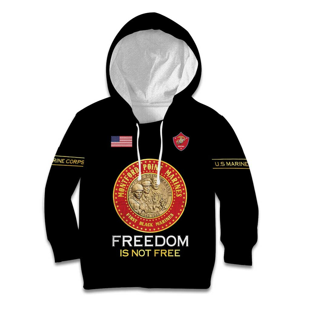 Personalized Proud to Honor Montford Point Marines Kid Hoodie Freedom Is Not Free - Black - Wonder Print Shop