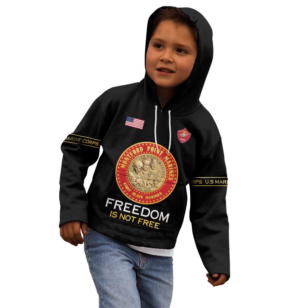 Personalized Proud to Honor Montford Point Marines Kid Hoodie Freedom Is Not Free - Black - Wonder Print Shop