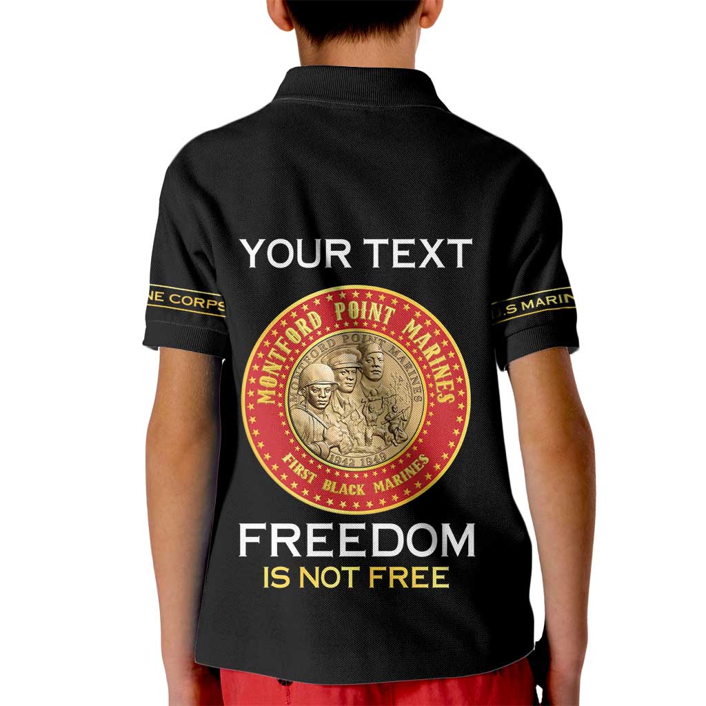 Personalized Proud to Honor Montford Point Marines Kid Polo Shirt Freedom Is Not Free - Black - Wonder Print Shop