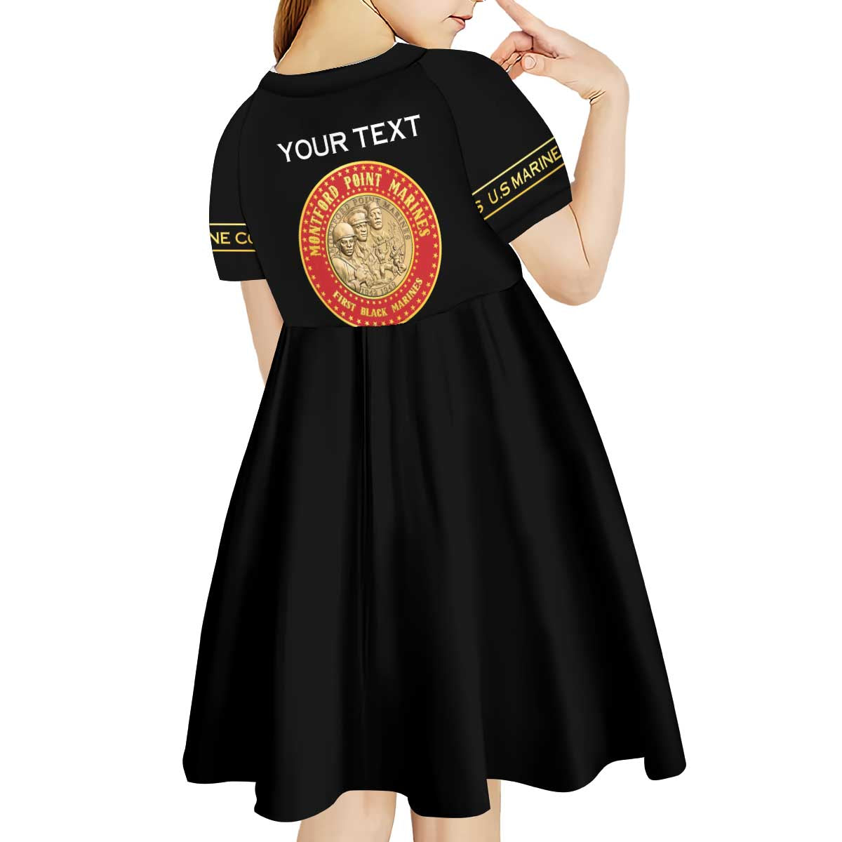 Personalized Proud to Honor Montford Point Marines Kid Short Sleeve Dress Freedom Is Not Free - Black - Wonder Print Shop