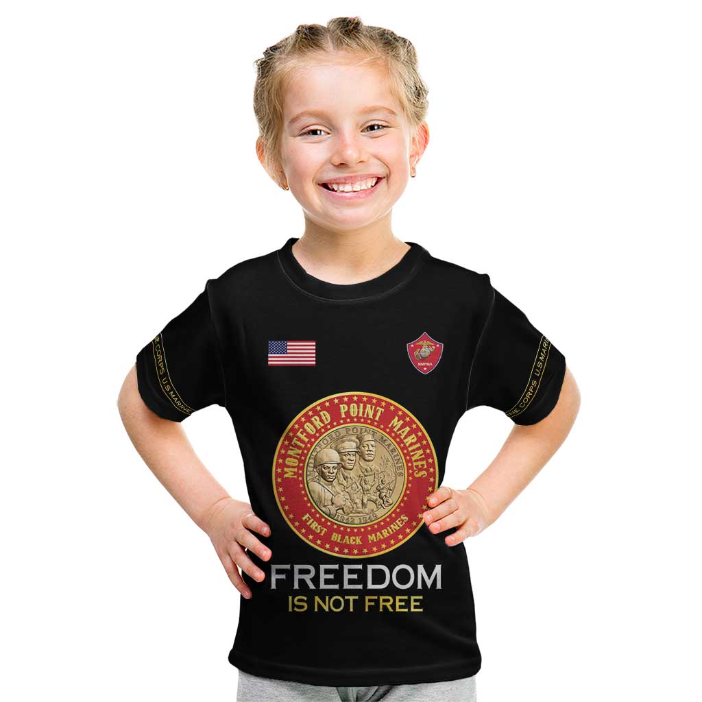 Personalized Proud to Honor Montford Point Marines Kid T Shirt Freedom Is Not Free - Black - Wonder Print Shop