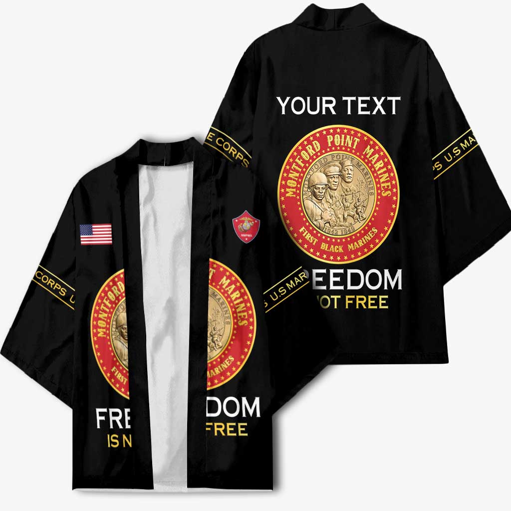 Personalized Proud to Honor Montford Point Marines Kimono Freedom Is Not Free - Black - Wonder Print Shop