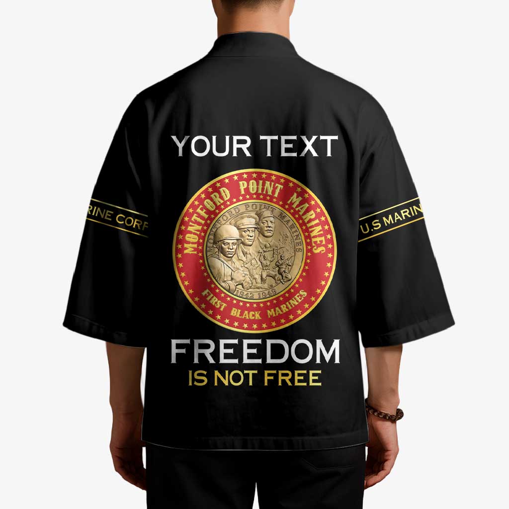 Personalized Proud to Honor Montford Point Marines Kimono Freedom Is Not Free - Black - Wonder Print Shop