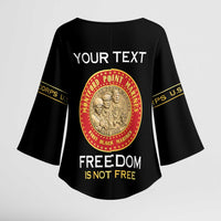 Personalized Proud to Honor Montford Point Marines Kimono Sleeve Blouse Freedom Is Not Free - Black - Wonder Print Shop