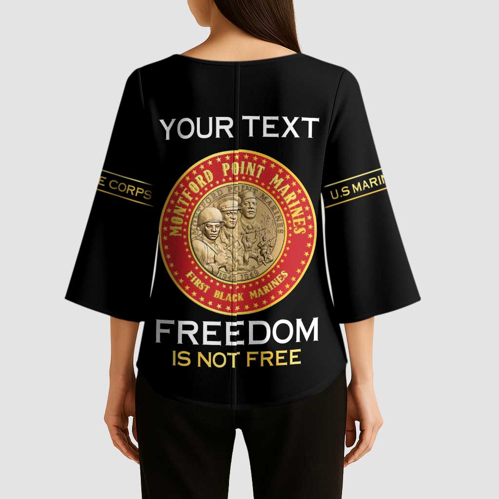 Personalized Proud to Honor Montford Point Marines Kimono Sleeve Blouse Freedom Is Not Free - Black - Wonder Print Shop