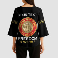 Personalized Proud to Honor Montford Point Marines Kimono Sleeve Blouse Freedom Is Not Free - Black - Wonder Print Shop