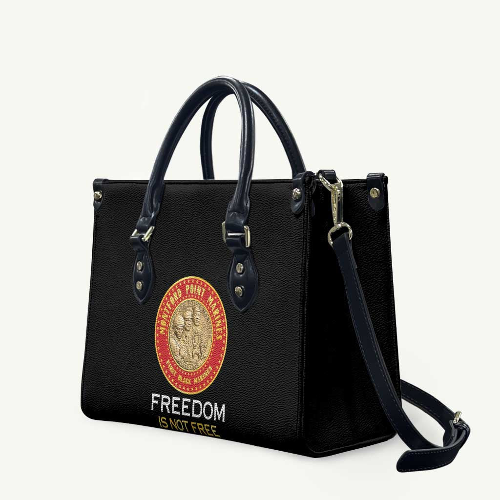 Proud to Honor Montford Point Marines Leather Bag Freedom Is Not Free - Black - Wonder Print Shop