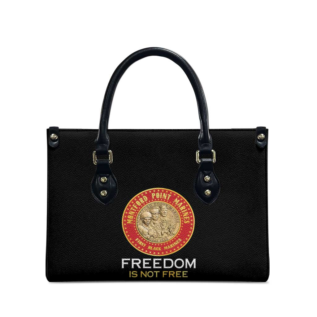 Proud to Honor Montford Point Marines Leather Bag Freedom Is Not Free - Black - Wonder Print Shop