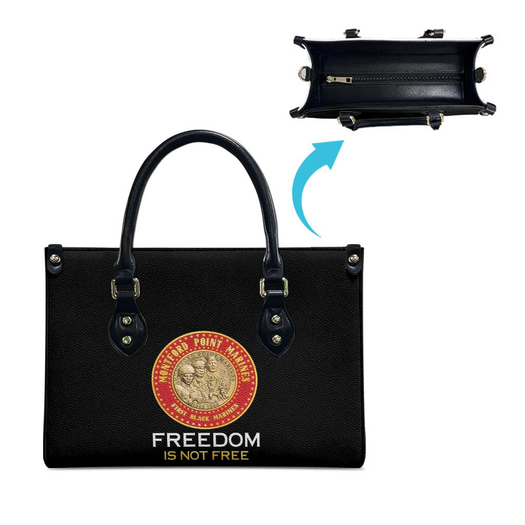 Proud to Honor Montford Point Marines Leather Bag Freedom Is Not Free - Black - Wonder Print Shop