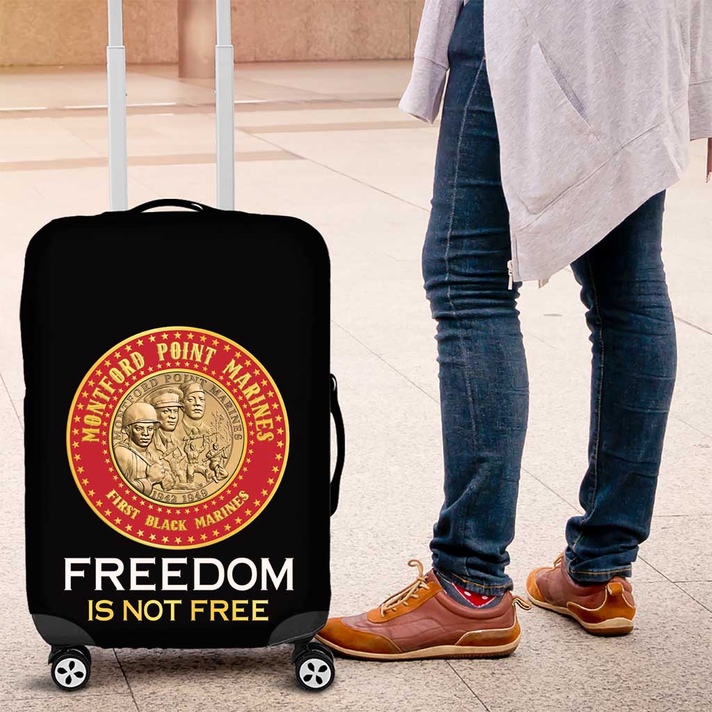 Proud to Honor Montford Point Marines Luggage Cover Freedom Is Not Free - Black - Wonder Print Shop