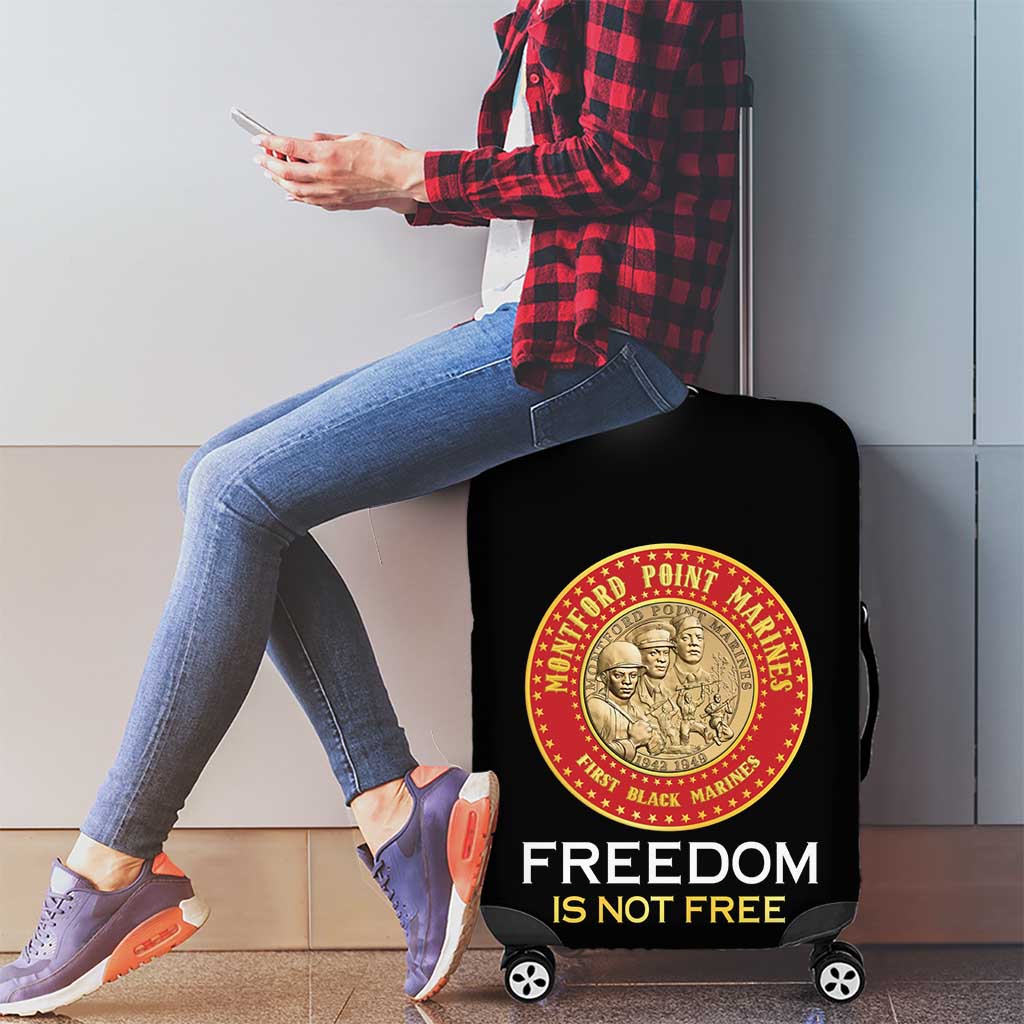Proud to Honor Montford Point Marines Luggage Cover Freedom Is Not Free - Black - Wonder Print Shop