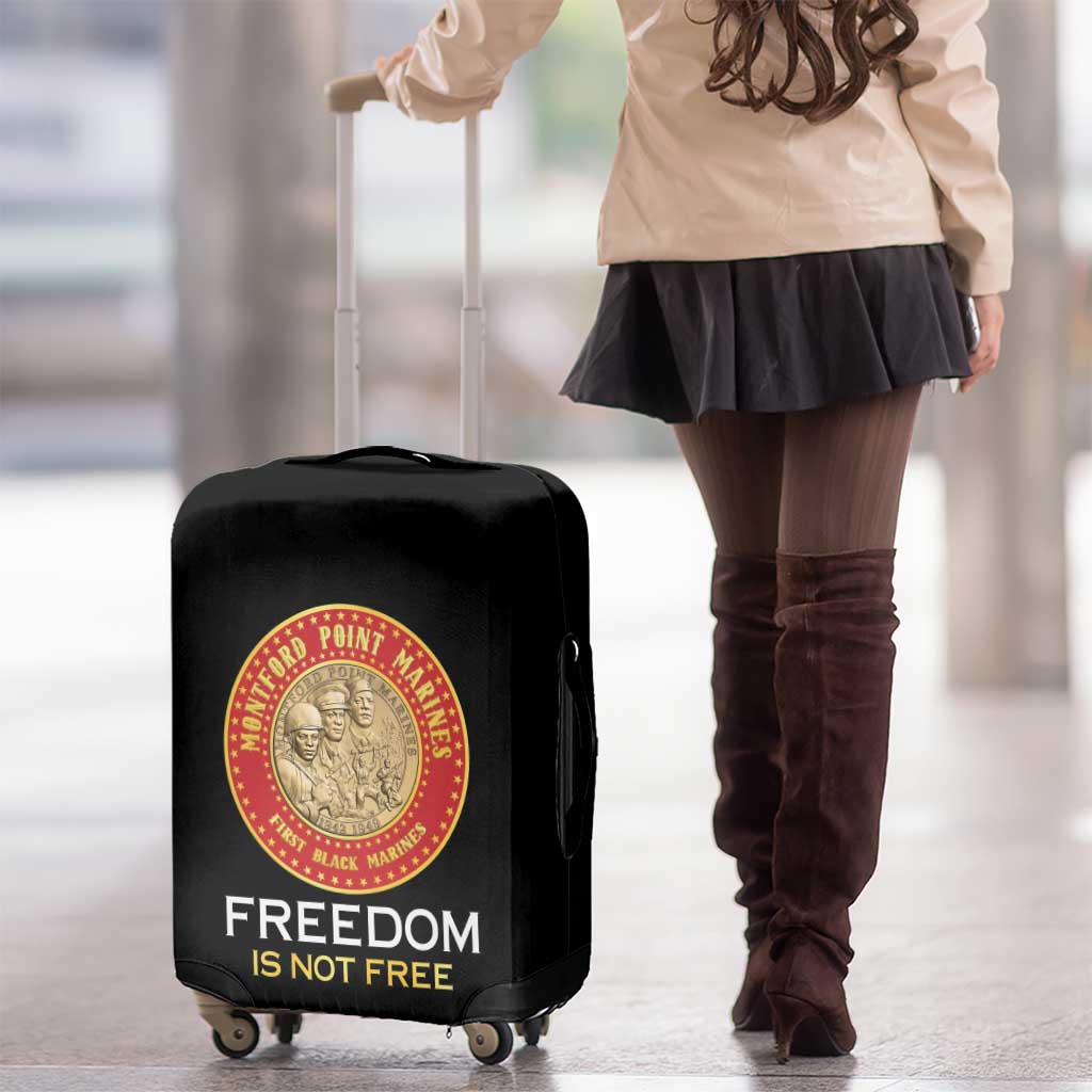 Proud to Honor Montford Point Marines Luggage Cover Freedom Is Not Free - Black - Wonder Print Shop