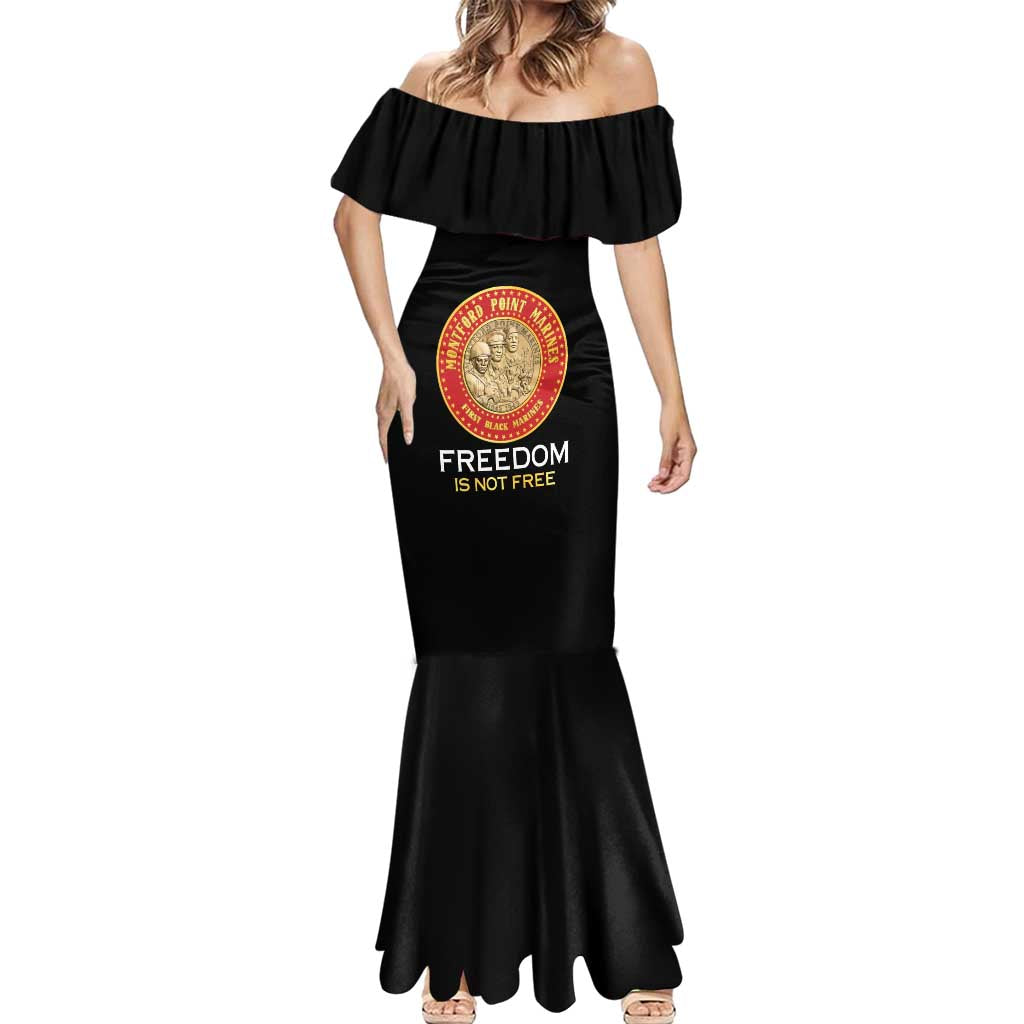 Personalized Proud to Honor Montford Point Marines Mermaid Dress Freedom Is Not Free - Black - Wonder Print Shop
