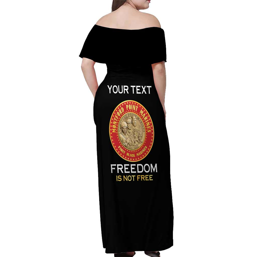 Personalized Proud to Honor Montford Point Marines Off Shoulder Maxi Dress Freedom Is Not Free - Black - Wonder Print Shop