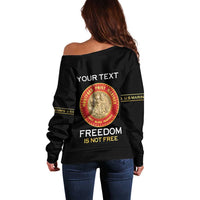 Personalized Proud to Honor Montford Point Marines Off Shoulder Sweater Freedom Is Not Free - Black - Wonder Print Shop
