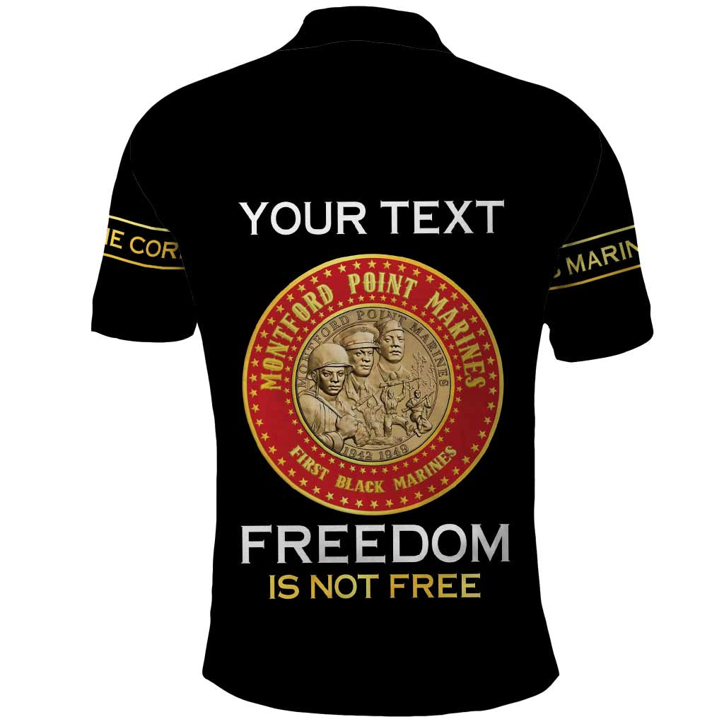 Personalized Proud to Honor Montford Point Marines Polo Shirt Freedom Is Not Free - Black - Wonder Print Shop