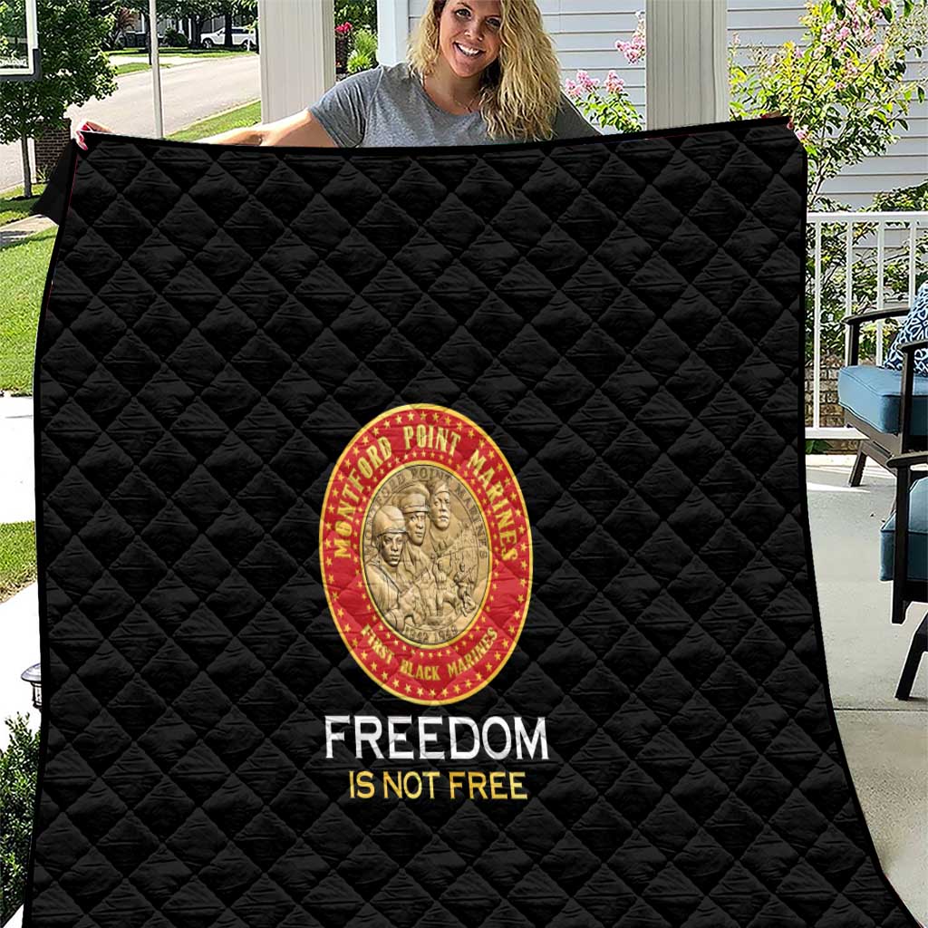 Proud to Honor Montford Point Marines Quilt Freedom Is Not Free - Black - Wonder Print Shop