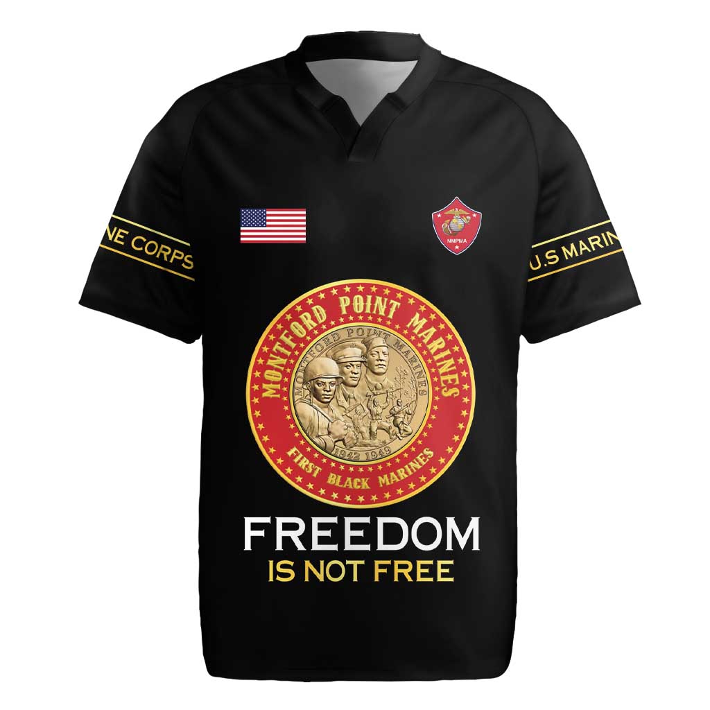Personalized Proud to Honor Montford Point Marines Rugby Jersey Freedom Is Not Free - Black - Wonder Print Shop