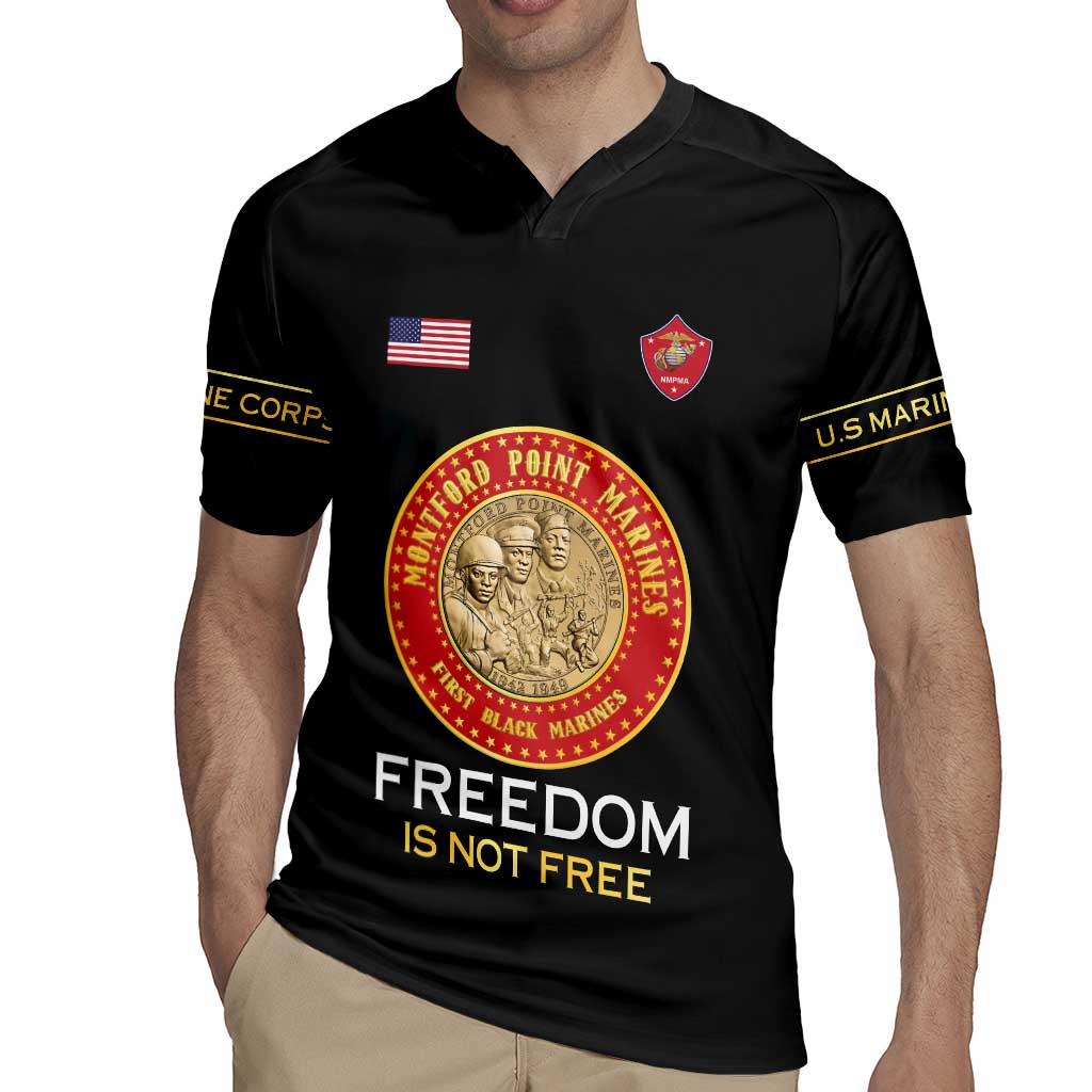 Personalized Proud to Honor Montford Point Marines Rugby Jersey Freedom Is Not Free - Black - Wonder Print Shop