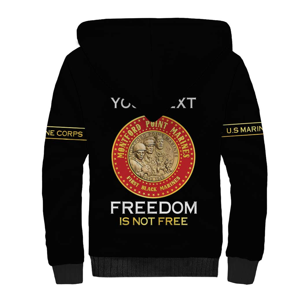 Personalized Proud to Honor Montford Point Marines Sherpa Hoodie Freedom Is Not Free - Black - Wonder Print Shop
