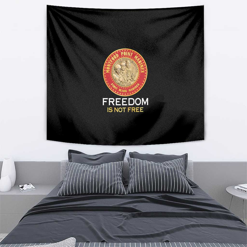 Proud to Honor Montford Point Marines Tapestry Freedom Is Not Free - Black - Wonder Print Shop
