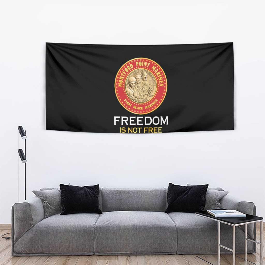 Proud to Honor Montford Point Marines Tapestry Freedom Is Not Free - Black - Wonder Print Shop