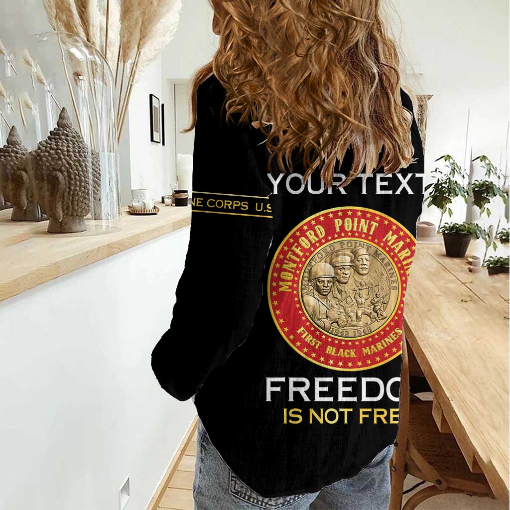 Personalized Proud to Honor Montford Point Marines Women Casual Shirt Freedom Is Not Free - Black - Wonder Print Shop