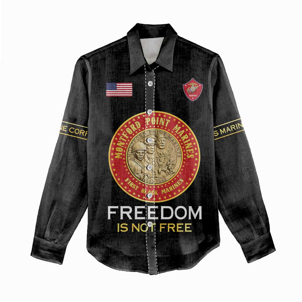 Personalized Proud to Honor Montford Point Marines Women Casual Shirt Freedom Is Not Free - Black - Wonder Print Shop
