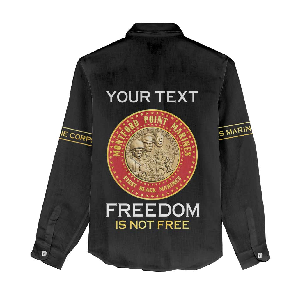 Personalized Proud to Honor Montford Point Marines Women Casual Shirt Freedom Is Not Free - Black - Wonder Print Shop