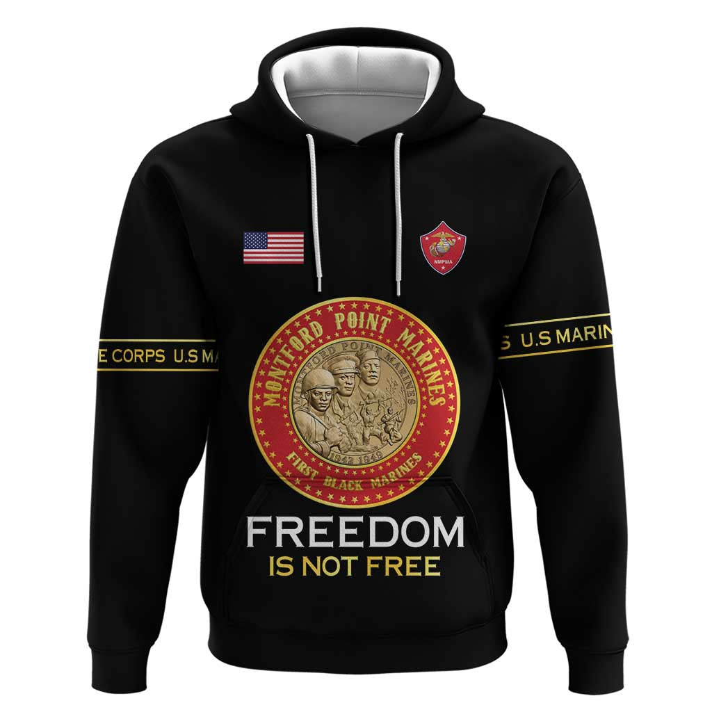 Personalized Proud to Honor Montford Point Marines Zip Hoodie Freedom Is Not Free - Black - Wonder Print Shop