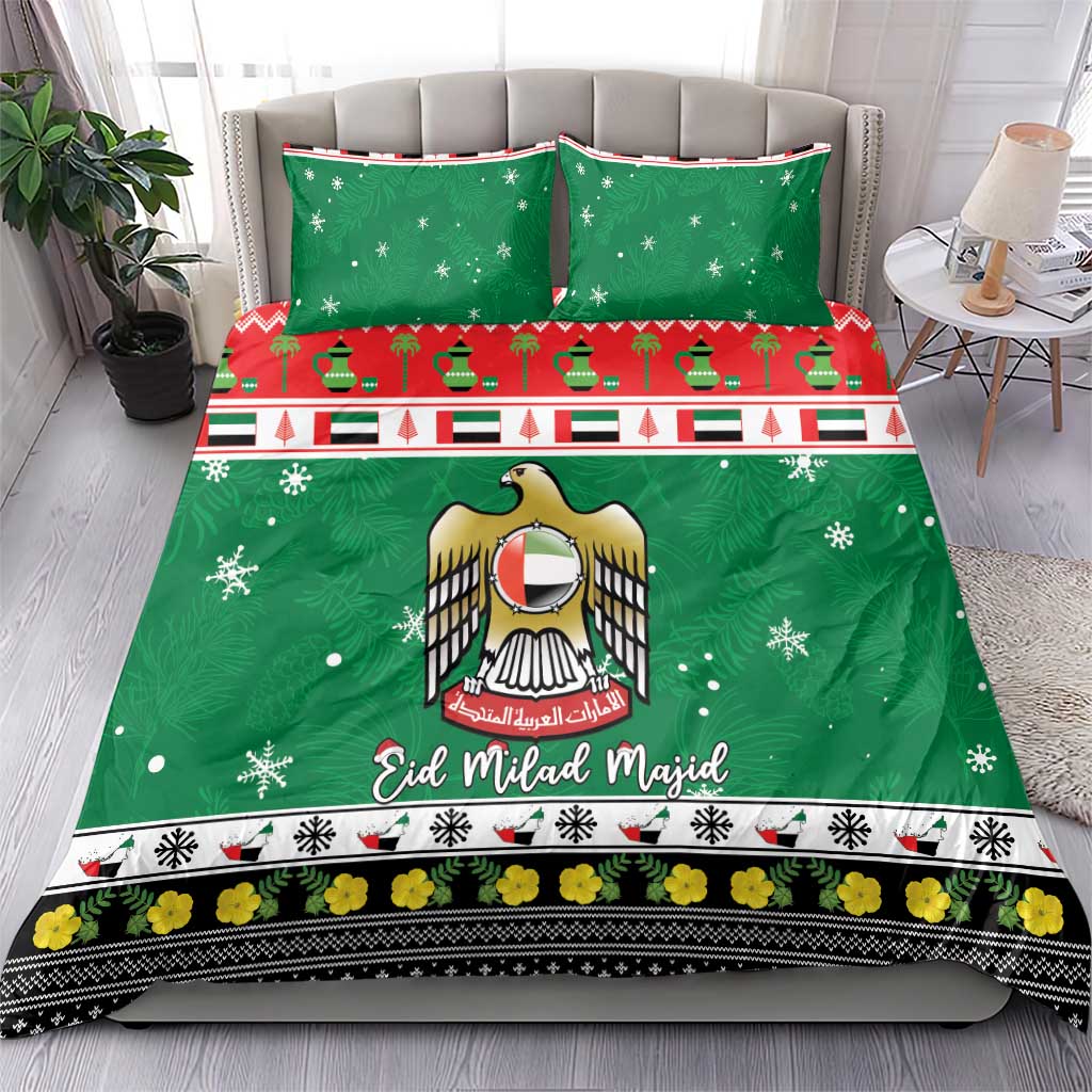 United Arab Emirates Christmas Bedding Set Coat Of Arms Eid Milad Majid - Wonder Print Shop
