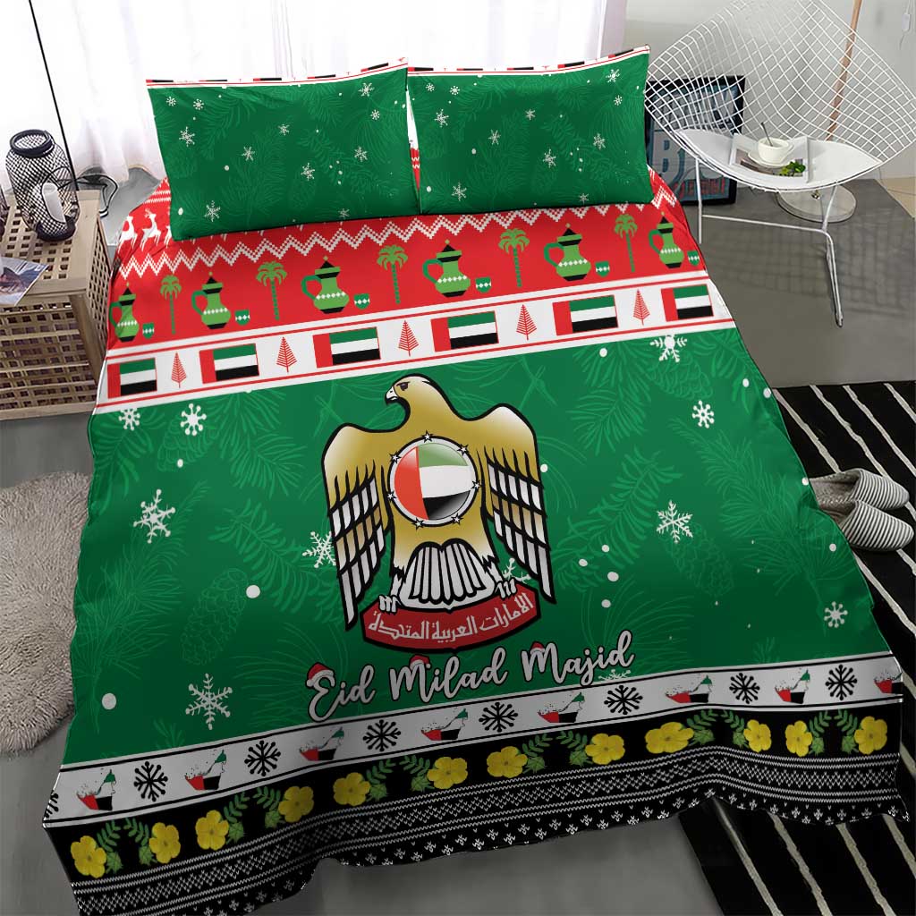 United Arab Emirates Christmas Bedding Set Coat Of Arms Eid Milad Majid - Wonder Print Shop