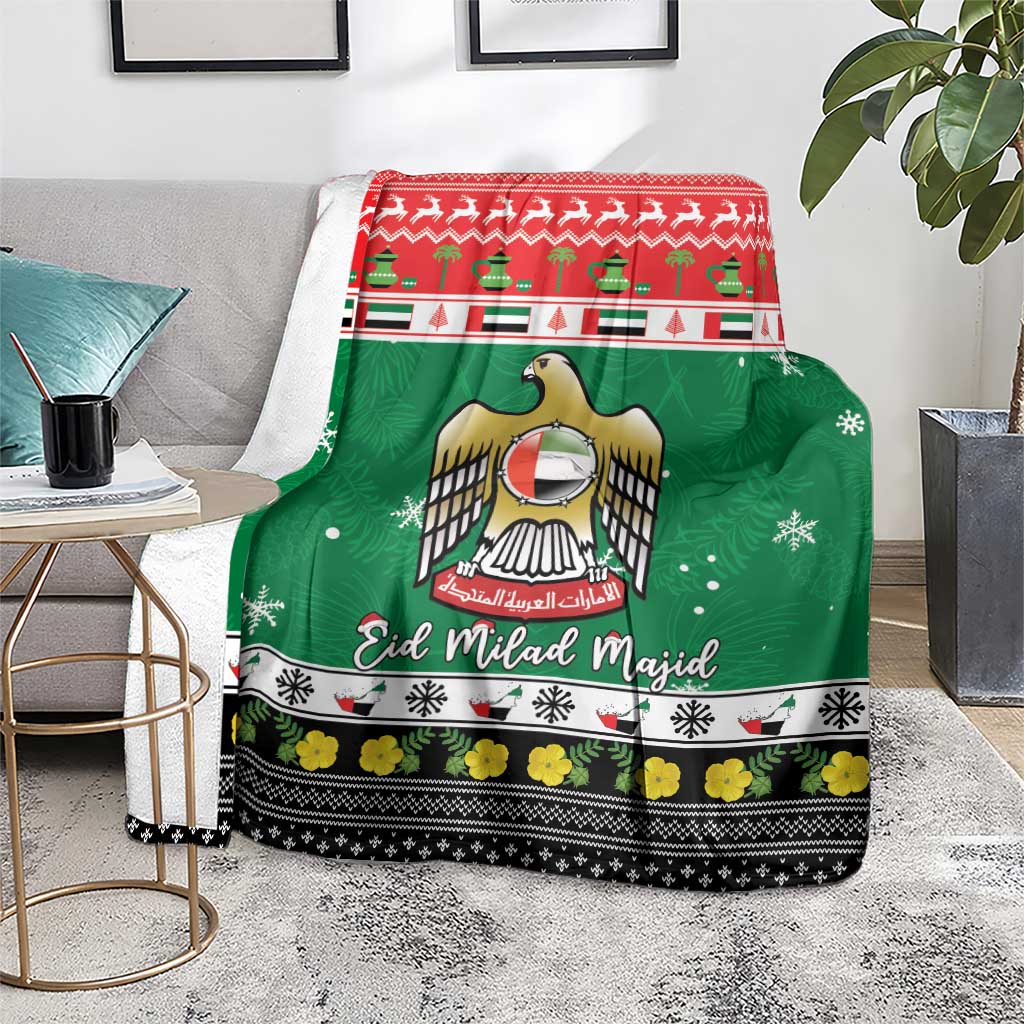 United Arab Emirates Christmas Blanket Coat Of Arms Eid Milad Majid