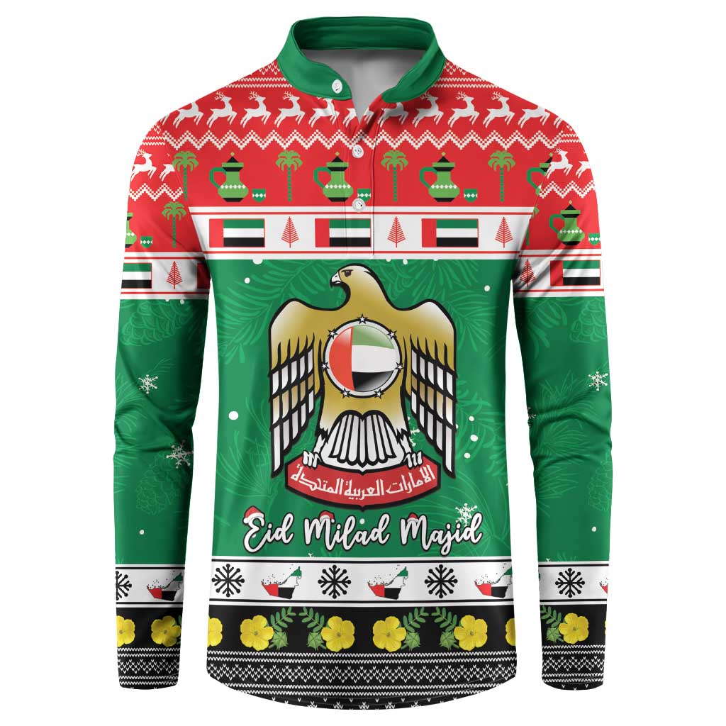 United Arab Emirates Christmas Button Sweatshirt Coat Of Arms Eid Milad Majid - Wonder Print Shop