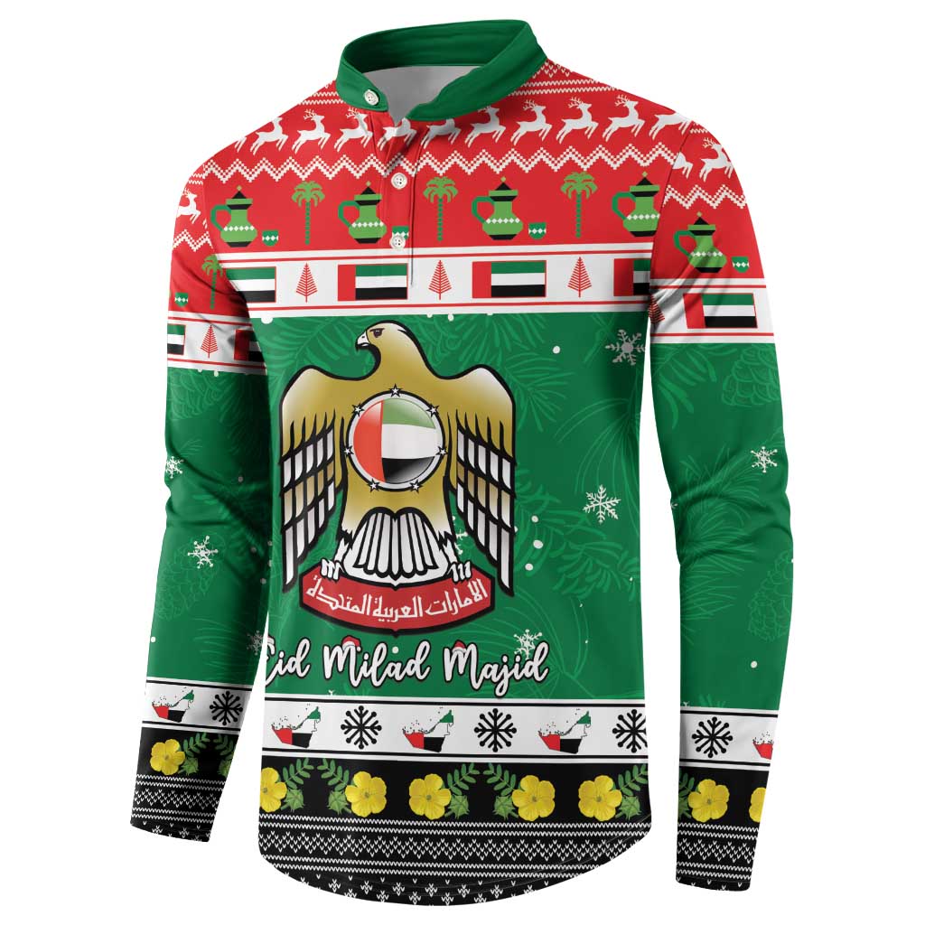 United Arab Emirates Christmas Button Sweatshirt Coat Of Arms Eid Milad Majid - Wonder Print Shop