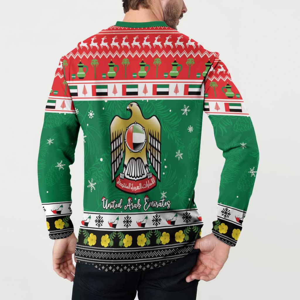 United Arab Emirates Christmas Button Sweatshirt Coat Of Arms Eid Milad Majid - Wonder Print Shop